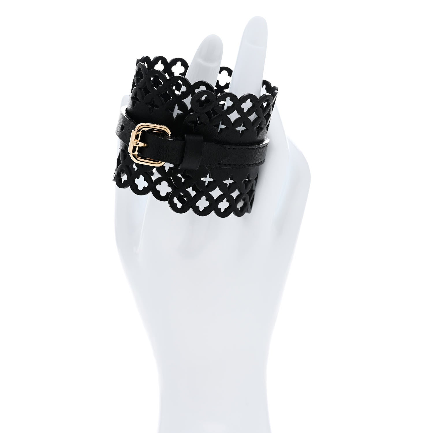 Louis Vuitton Calfskin Flower It Bracelet 17 Black 2 of 6