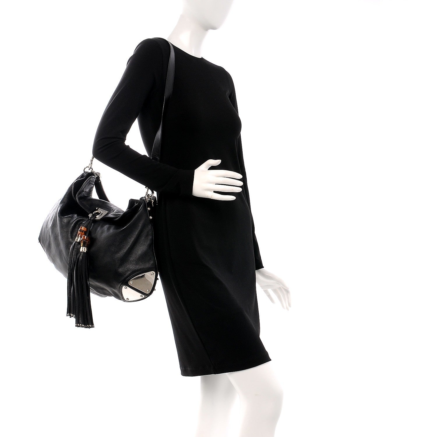Gucci Calfskin Large Indy Top Handle Hobo Black 5 of 10