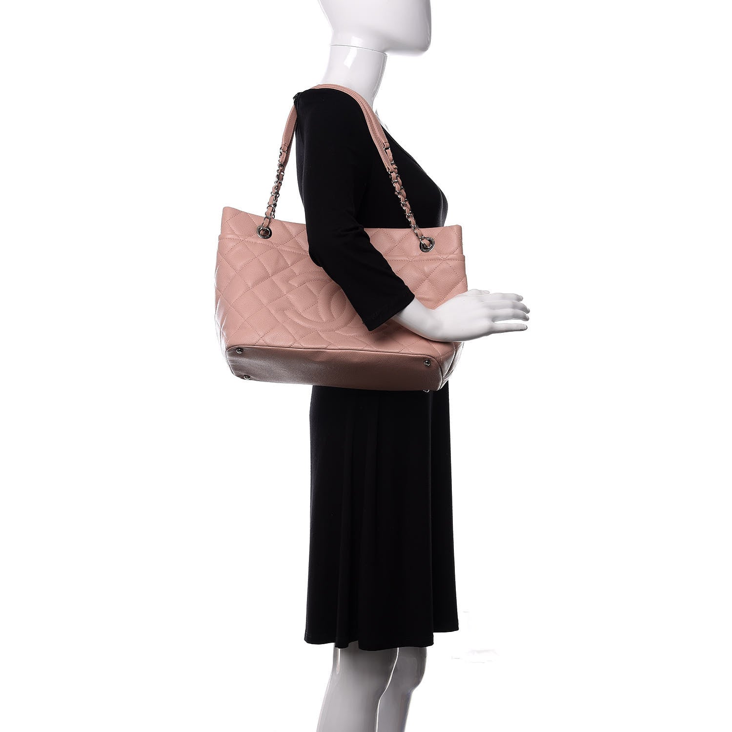 Chanel Caviar Quilted Timeless CC Soft Tote Pink 2 of 10