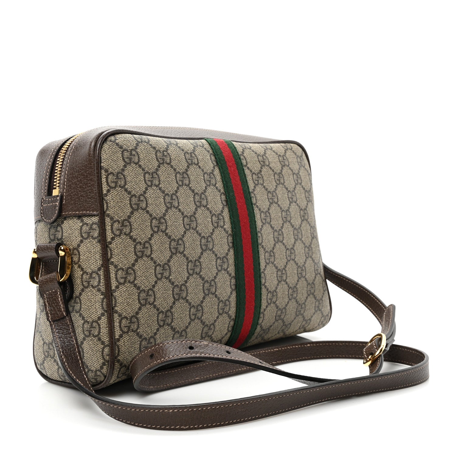 Gucci GG Supreme Monogram Web Small Ophidia Shoulder Bag Brown 2 of 9