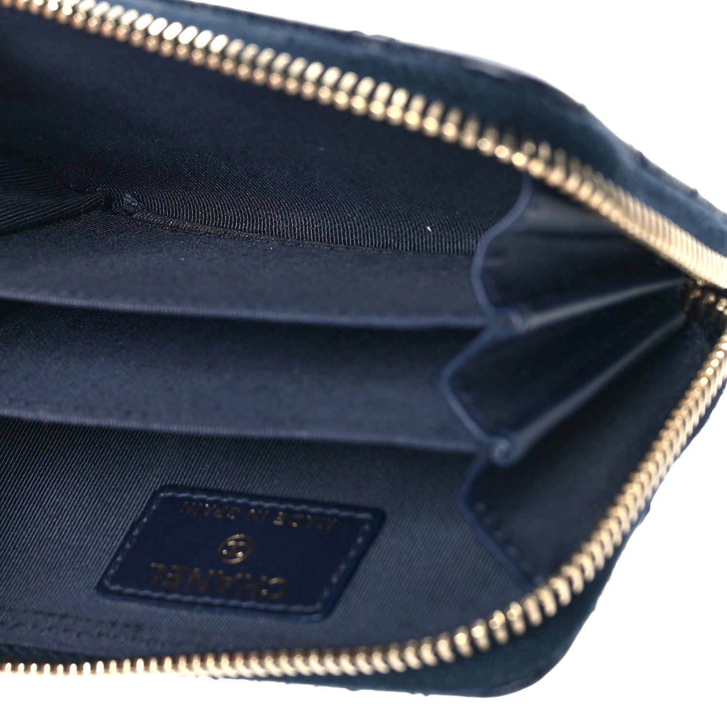 Chanel Caviar Quilted Zip Around Coin Purse Navy 5 of 10