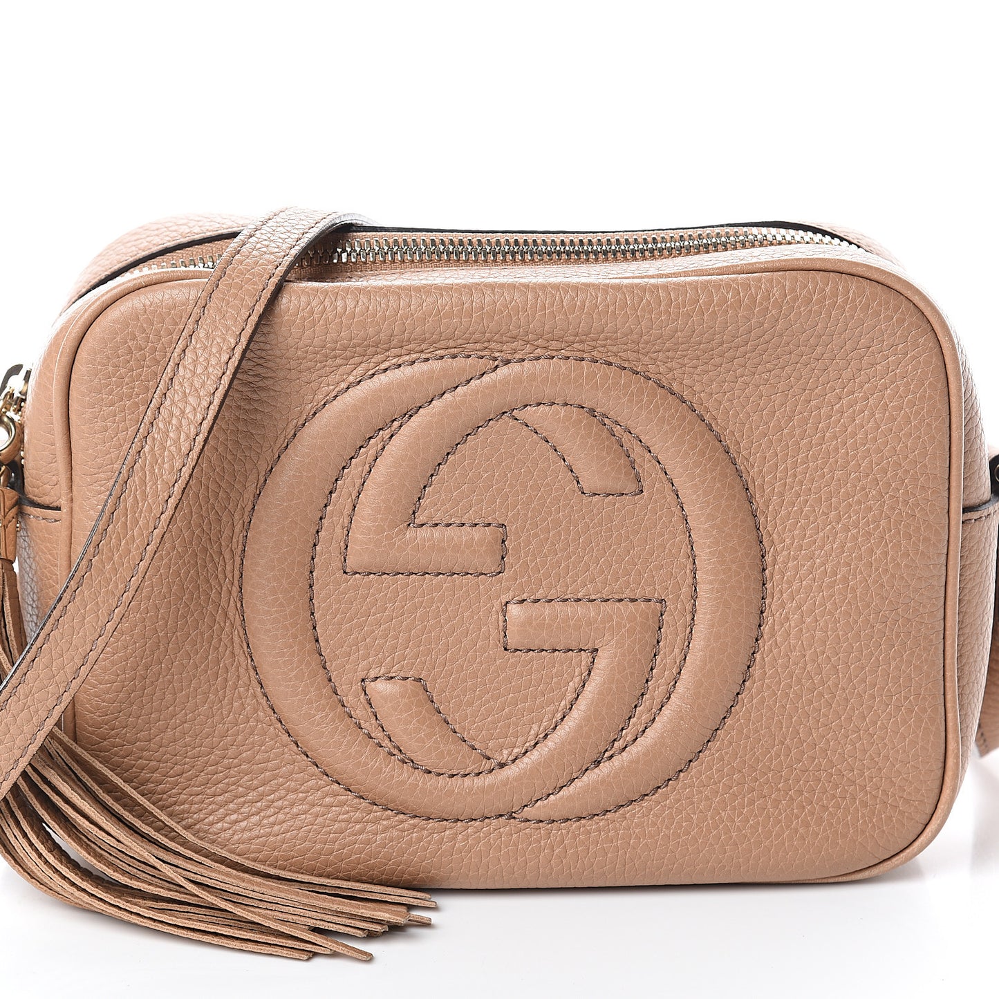 Pebbled Calfskin Small Soho Disco Bag Rose Beige