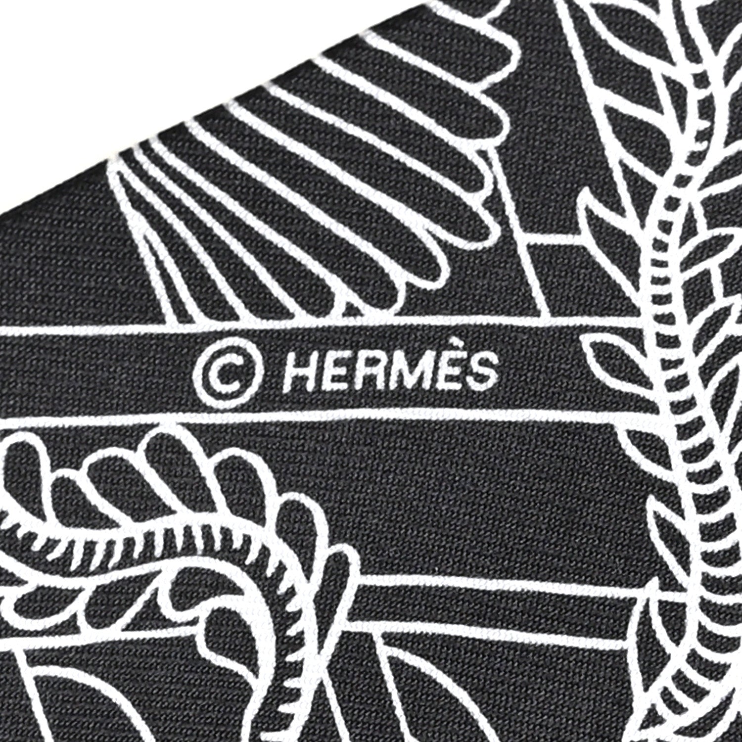 Hermes Silk Animapolis Twilly Black White 5 of 5