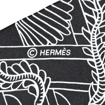Hermes Silk Animapolis Twilly Black White 5 of 5