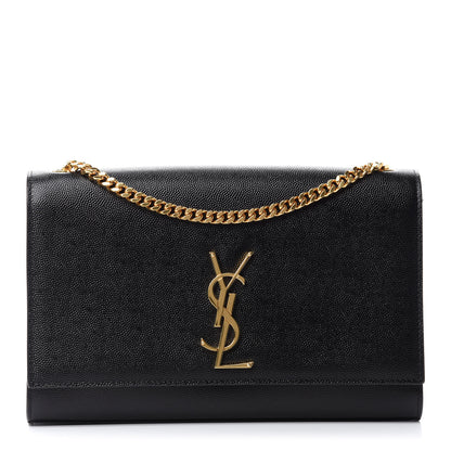 Saint Laurent Grain De Poudre Medium Classic Monogram Kate Satchel Black 1 of 12