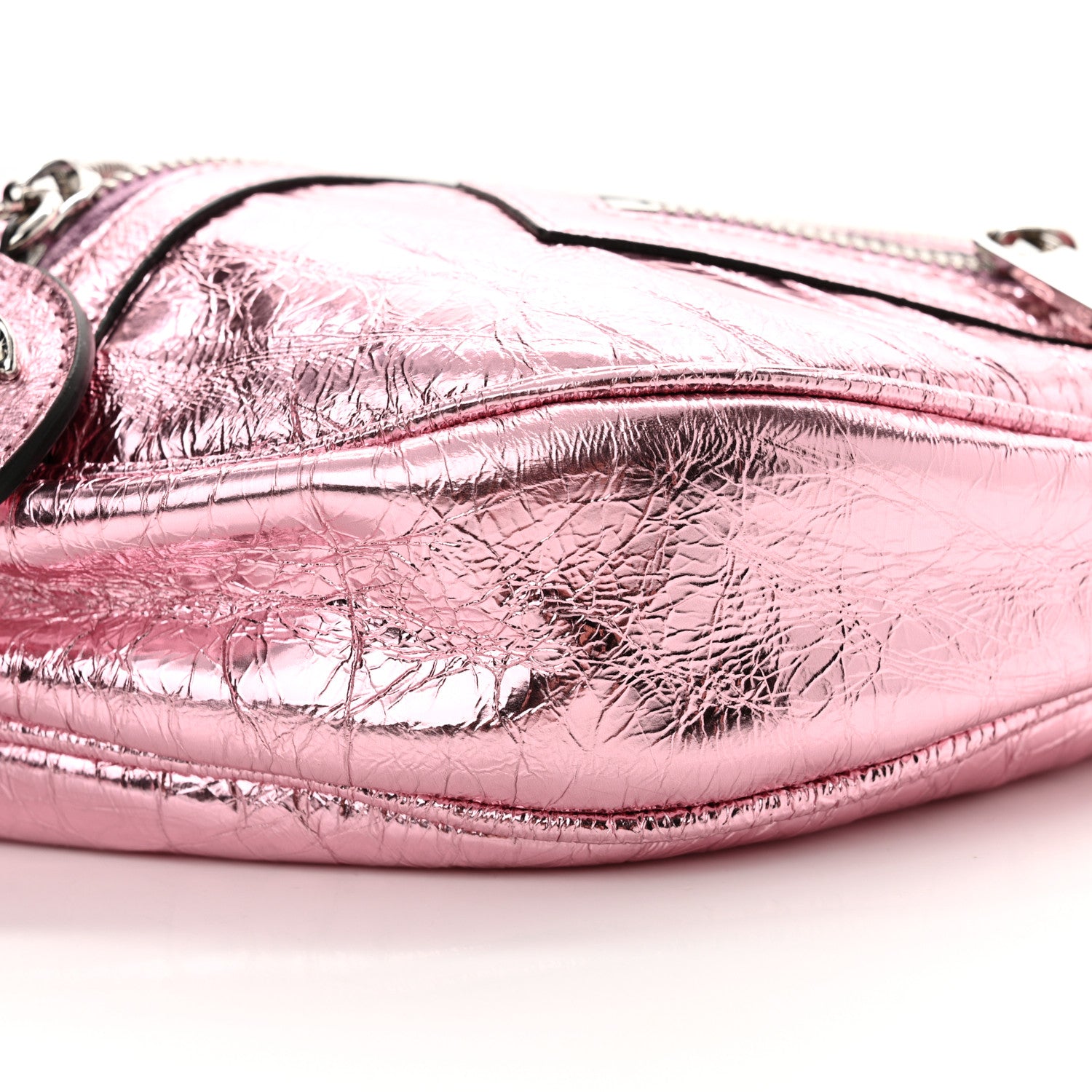 Versace Metallic Calfskin Small Repeat Zip Hobo Pink 9 of 10