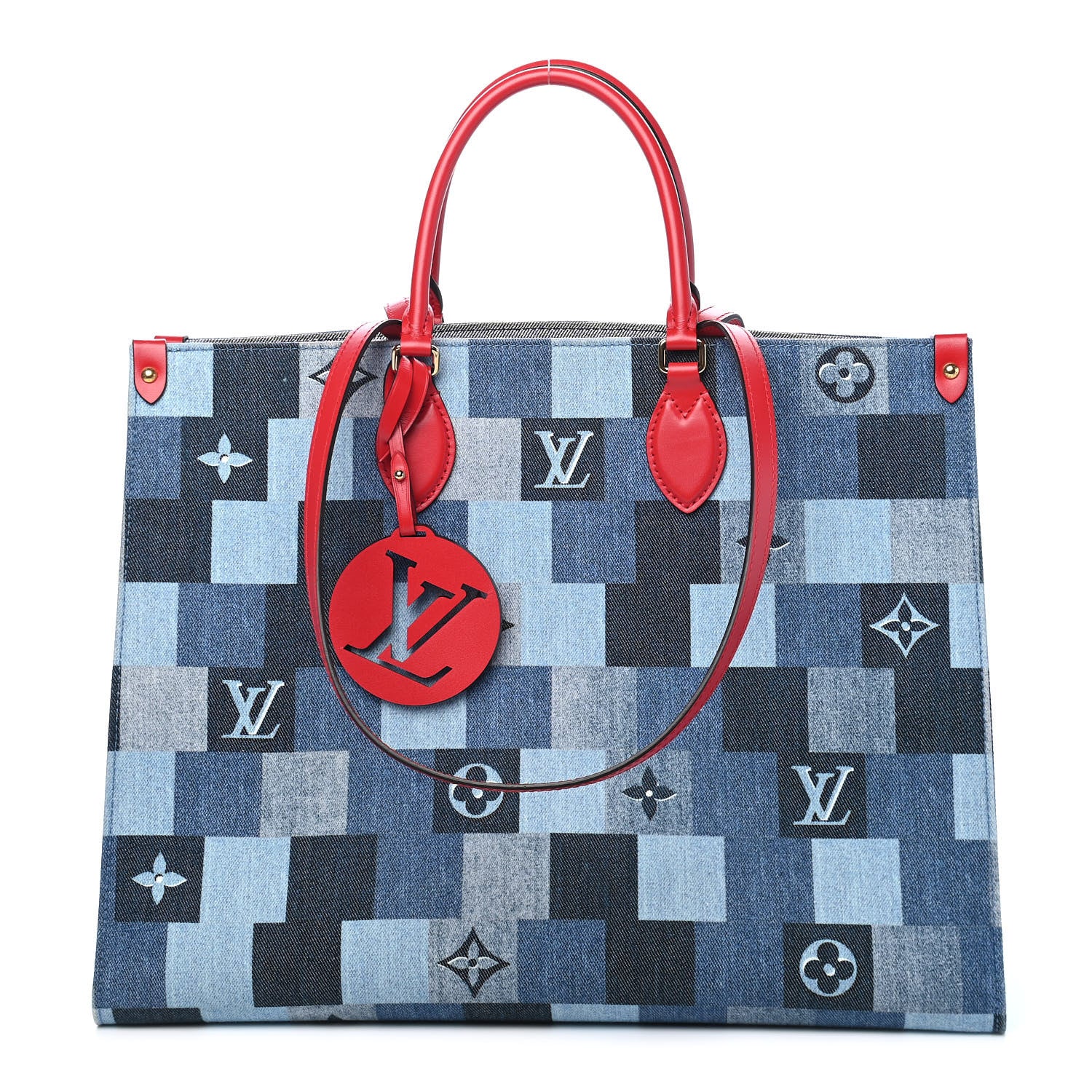 Louis Vuitton Denim Damier Monogram Onthego Blue Rouge 1 of 9
