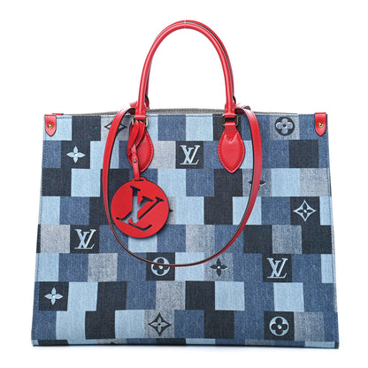 Louis Vuitton Denim Damier Monogram Onthego Blue Rouge 1 of 9