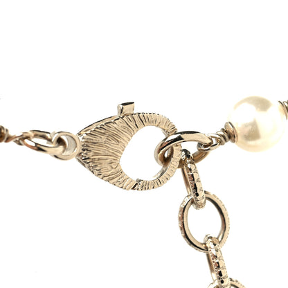 Chanel Crystal Baguette Pearl CC Cross Necklace Gold 4 of 5