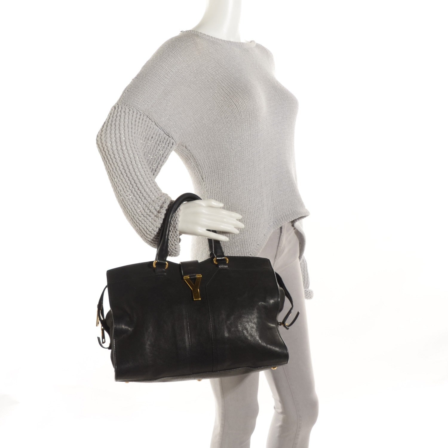 Saint Laurent Sheepskin Medium Cabas ChYc Black 2 of 7