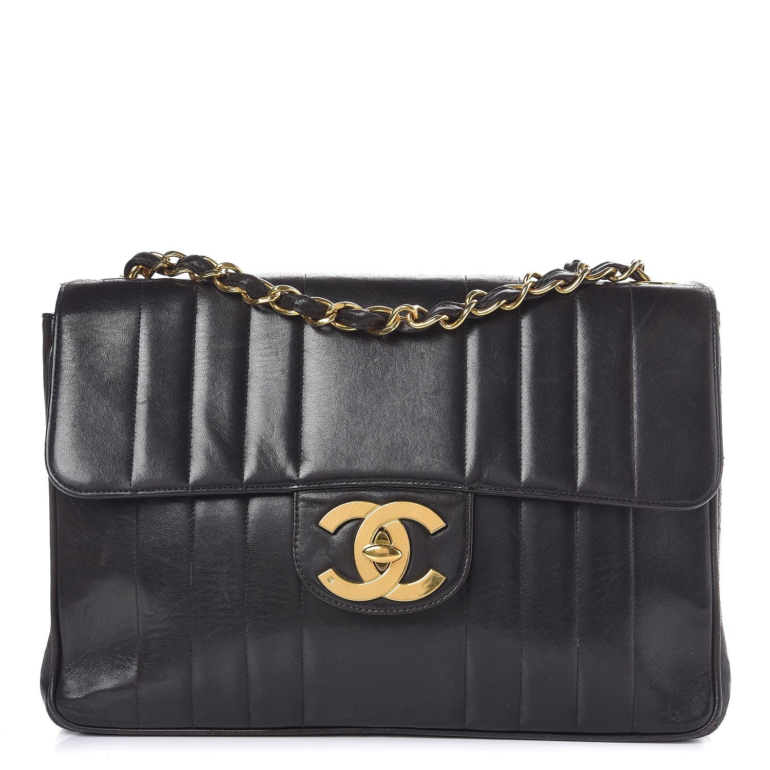 Chanel Lambskin Vertical Quilt Jumbo Single Flap Black 1 of 15