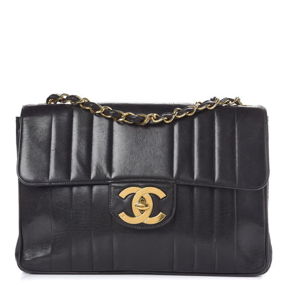 Chanel Lambskin Vertical Quilt Jumbo Single Flap Black 1 of 15