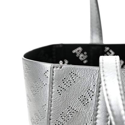 Balenciaga Metallic Calfskin Logo Perforated XXS Everyday Tote New Silver 12 of 14