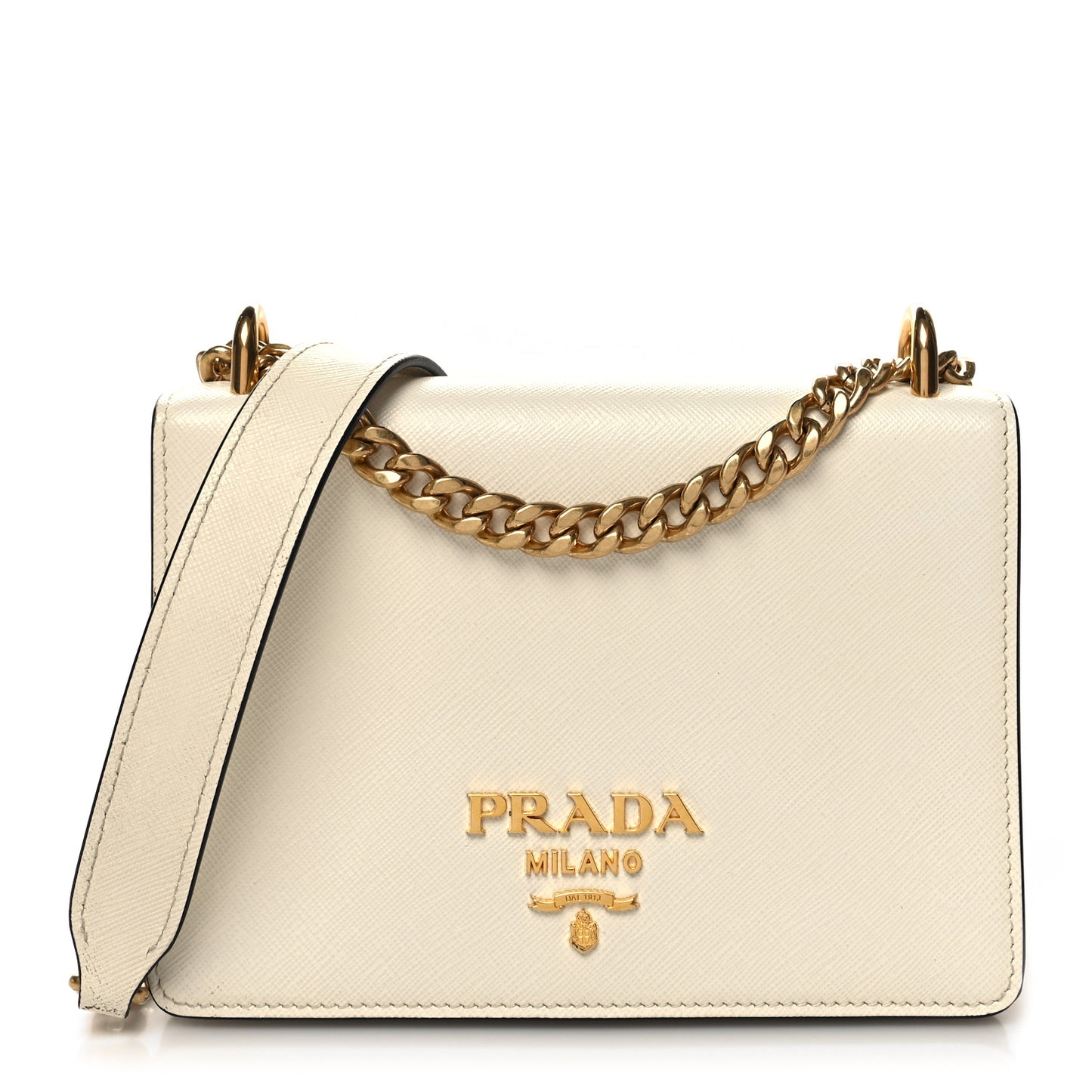 Saffiano Chain Shoulder Bag White