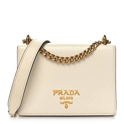 Prada Saffiano Chain Shoulder Bag White 1 of 10