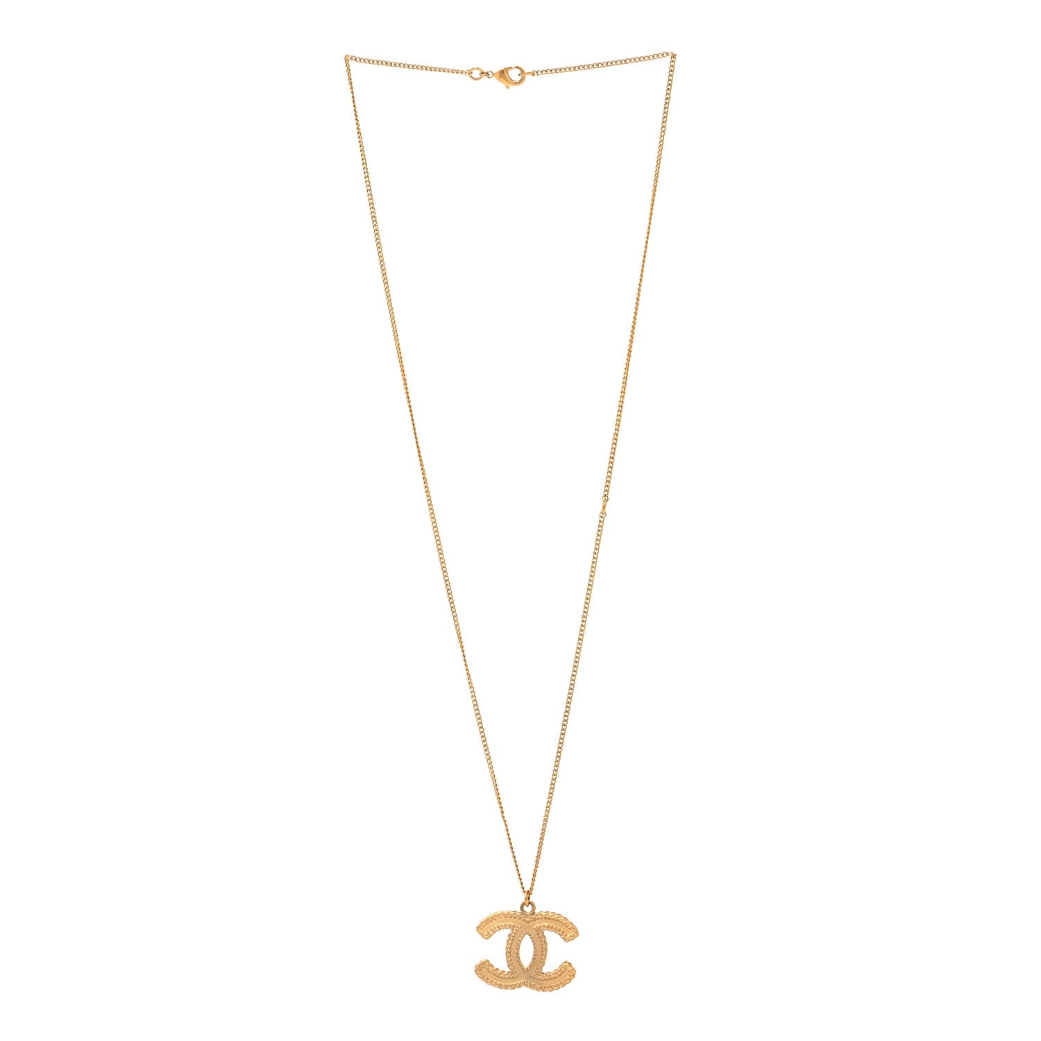 Chanel Metal CC Necklace Matte Gold 3 of 4