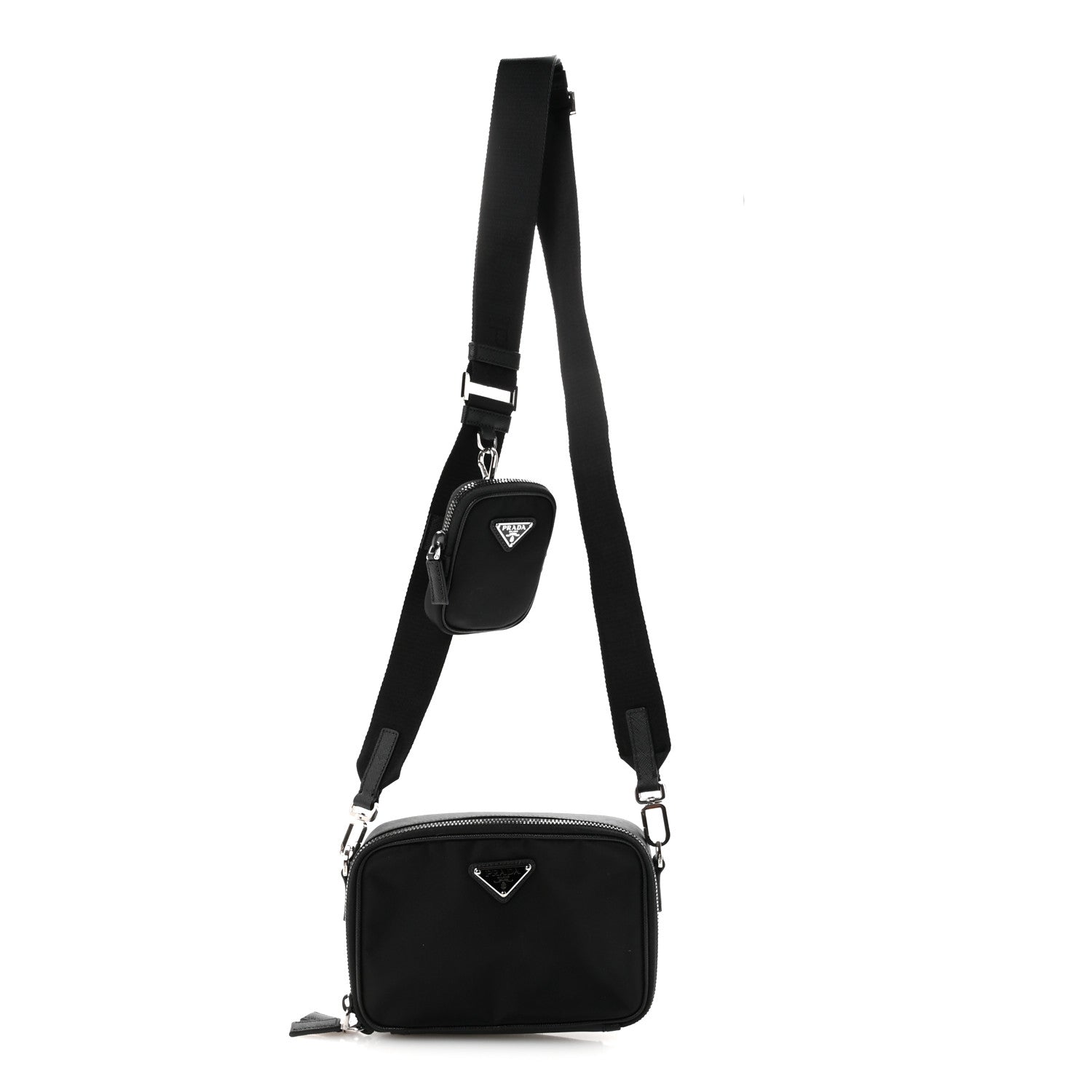 Prada Re-Nylon Saffiano Travel Small Brique Crossbody Bag Black 1 of 10