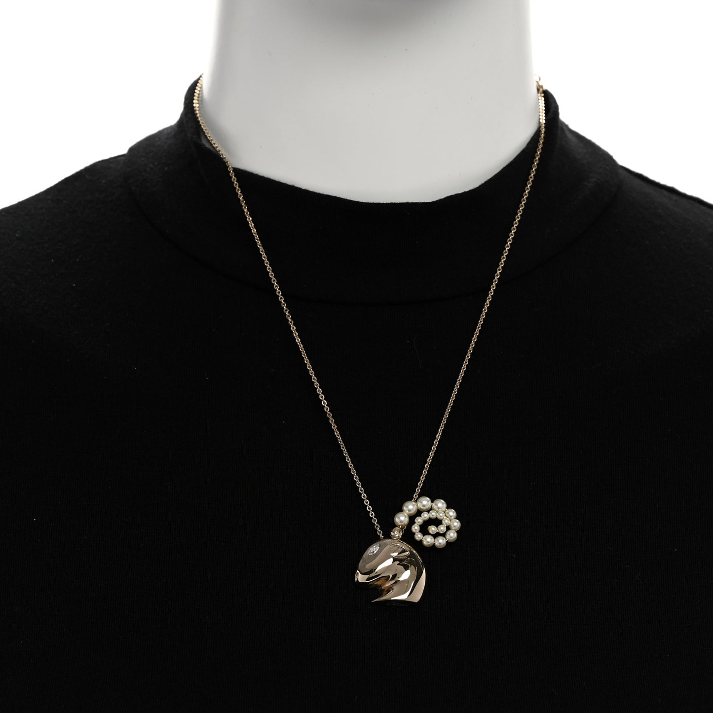 Crystal Pearl Tell Me Dior Zodiac Aries Necklace Gold