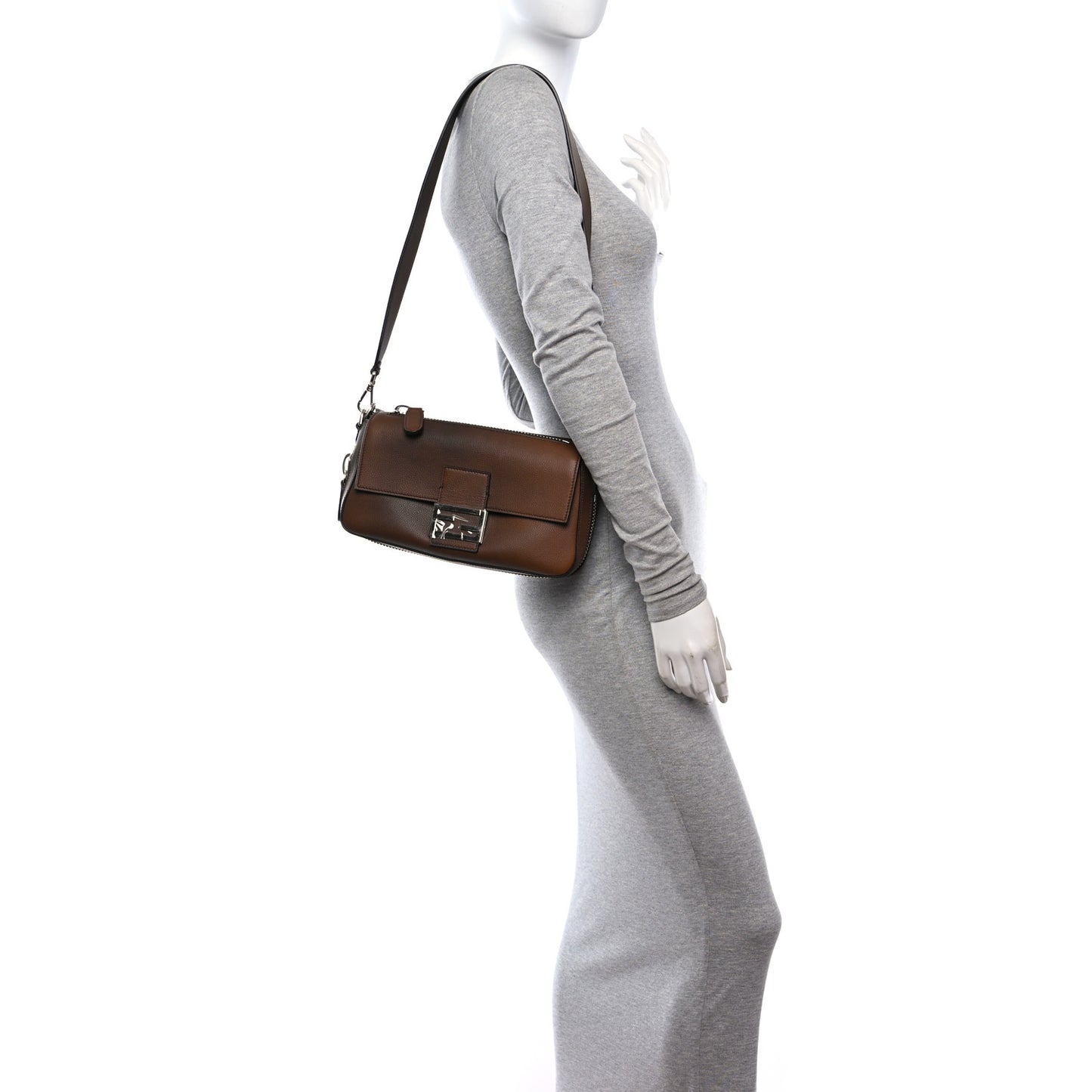 Vitello Tamponato Vintage Jacquard FF 1974 Zip Baguette Moro