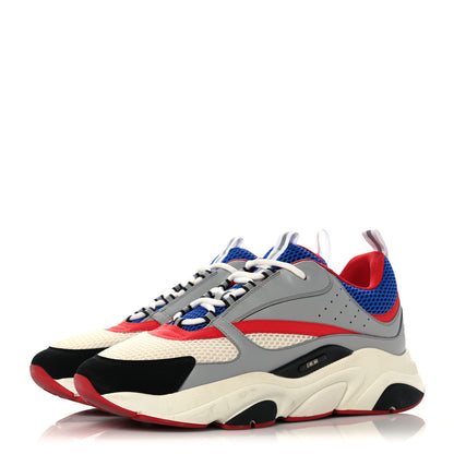 Christian Dior Technical Mesh Calfskin Mens B22 Sneakers 45 Red Blue Grey 3 of 14