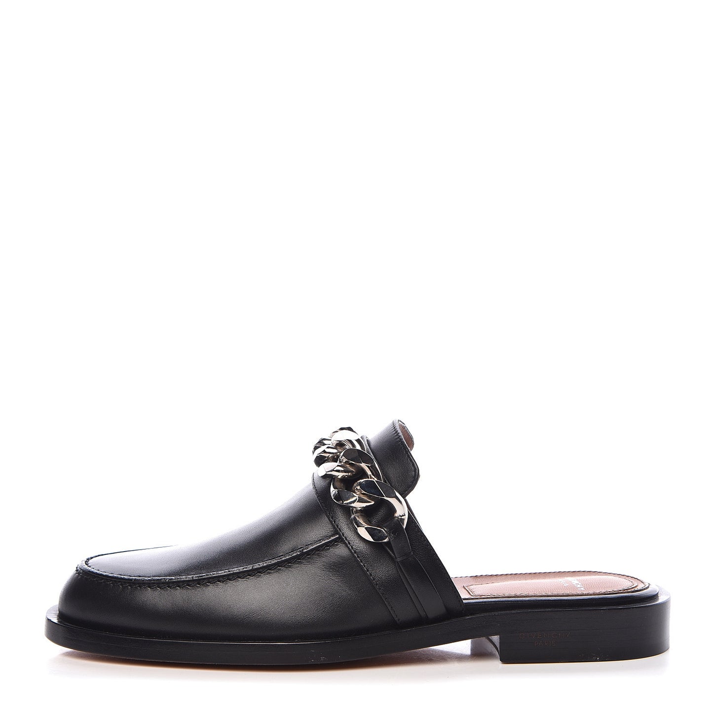 Calfskin Chain Strap Mule 37 Black