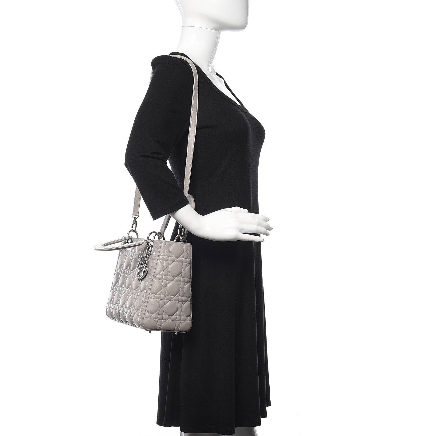 Christian Dior Lambskin Cannage Medium Lady Dior Grey 1 of 13
