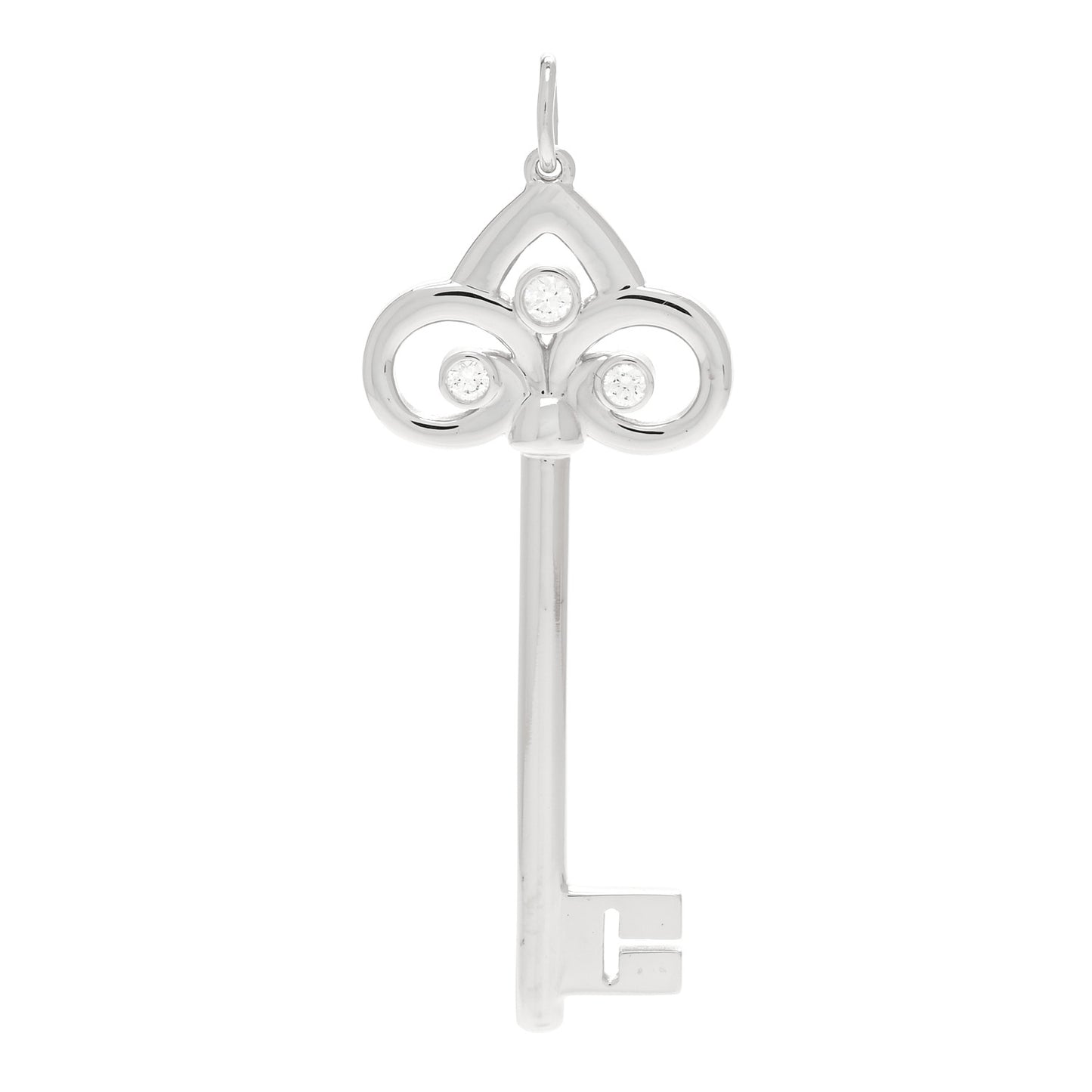 18K White Gold Diamond Fleur De Lis Key Pendant