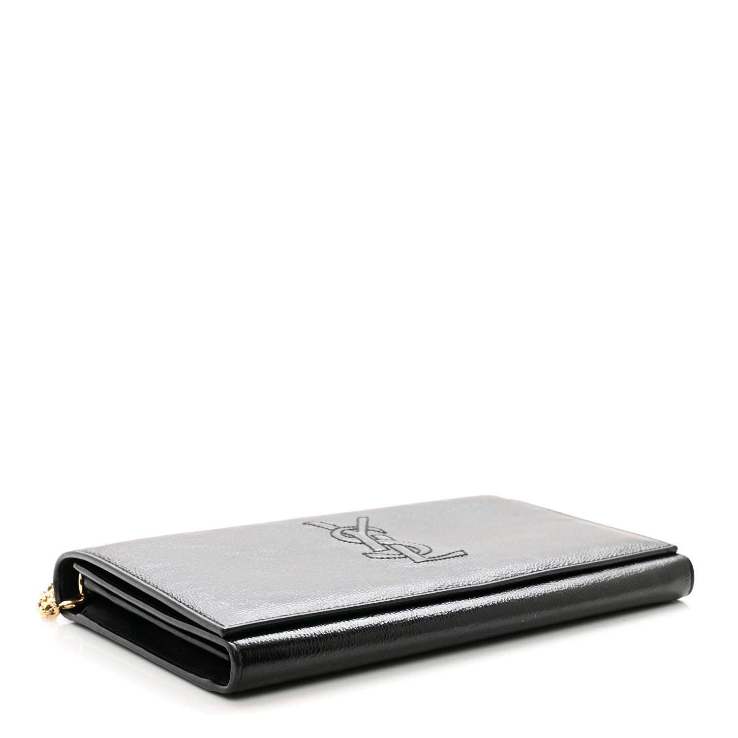 Saint Laurent Textured Patent Belle de Jour Chain Clutch Black 4 of 11