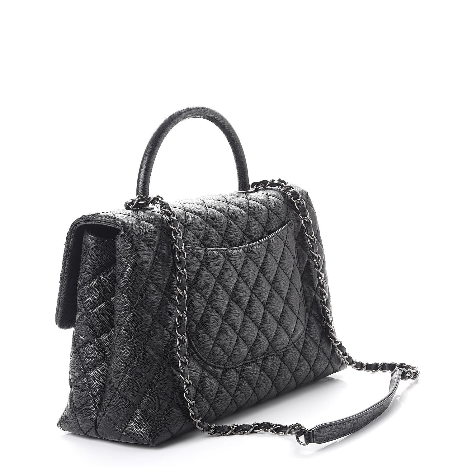 Chanel Caviar Quilted Medium Coco Handle Flap Black 3 of 8