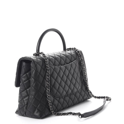 Chanel Caviar Quilted Medium Coco Handle Flap Black 3 of 8