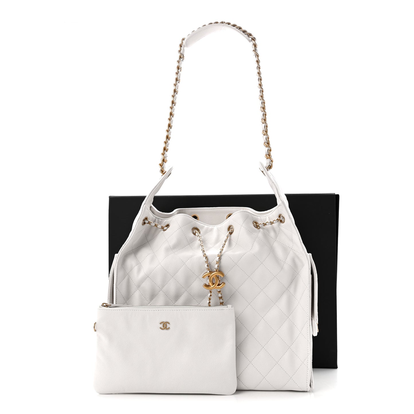 Caviar Quilted Medium Chanel 25 Handbag White