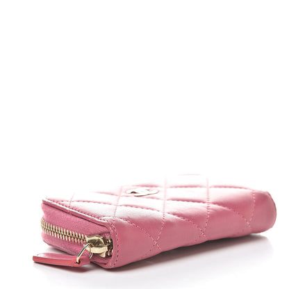 Chanel Lambskin Quilted Zip Around Coin Purse Wallet Pink 4 of 10