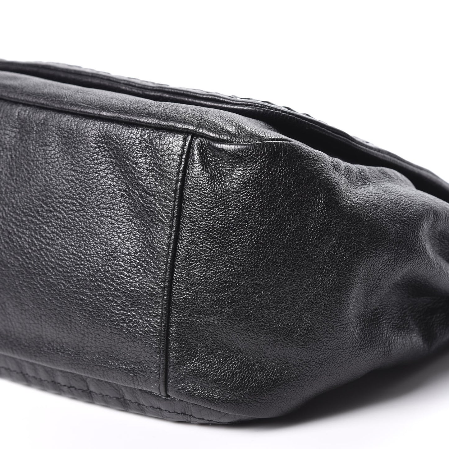 Metallic Goatskin Luxe Ligne Flap Black