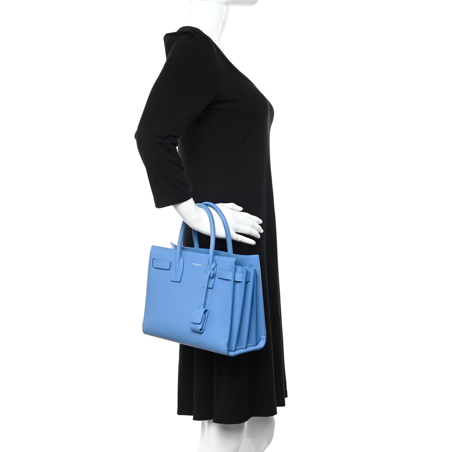 Grained Calfskin Baby Sac De Jour Blue Clair