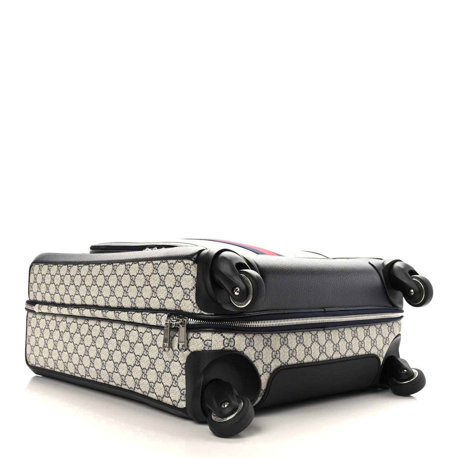 Gucci GG Supreme Monogram Textured Dollar Calfskin Web Savoy Cabin Plus Trolley Beige Blue 3 of 9