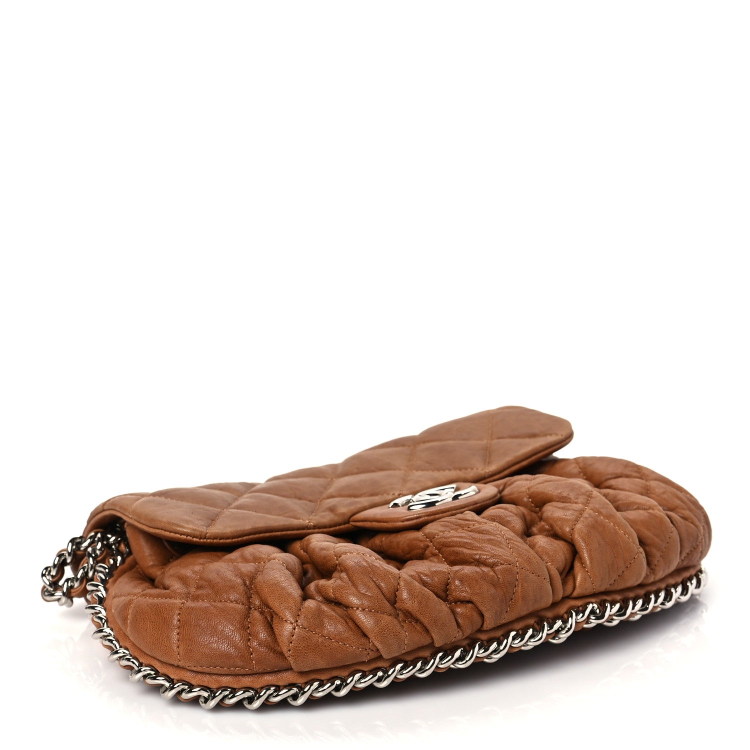 Chanel Washed Lambskin Quilted Medium Chain Around Messenger Dark Beige 3 of 7