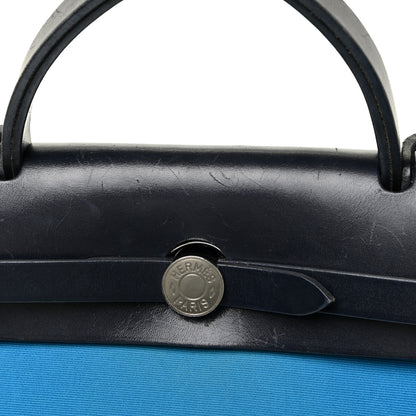Hermes Vache Hunter Toile Herbag Zip 31 PM Bleu Zanzibar Bleu Indigo 16 of 25