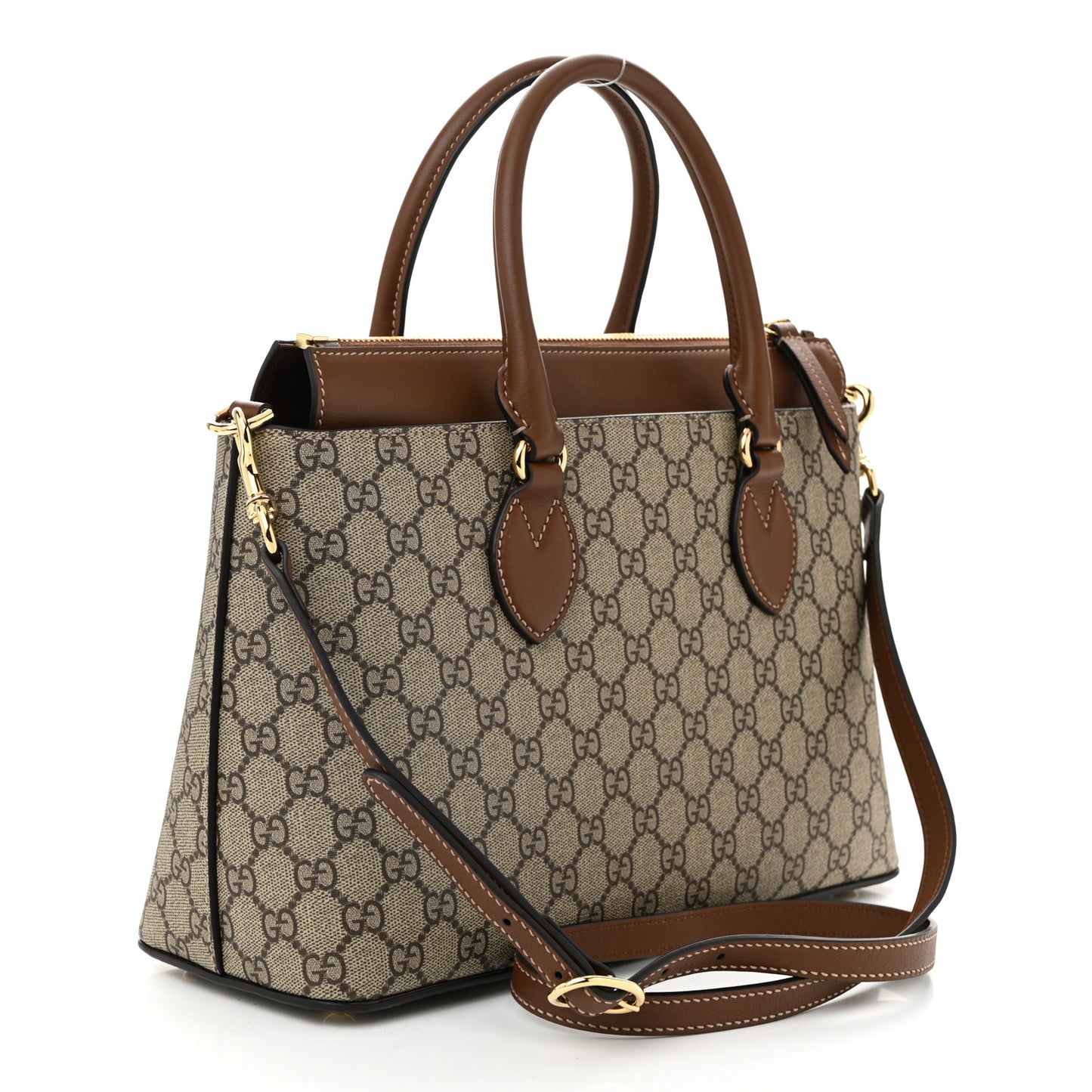 GG Supreme Monogram Small Zip Top Tote Beige Tuscany
