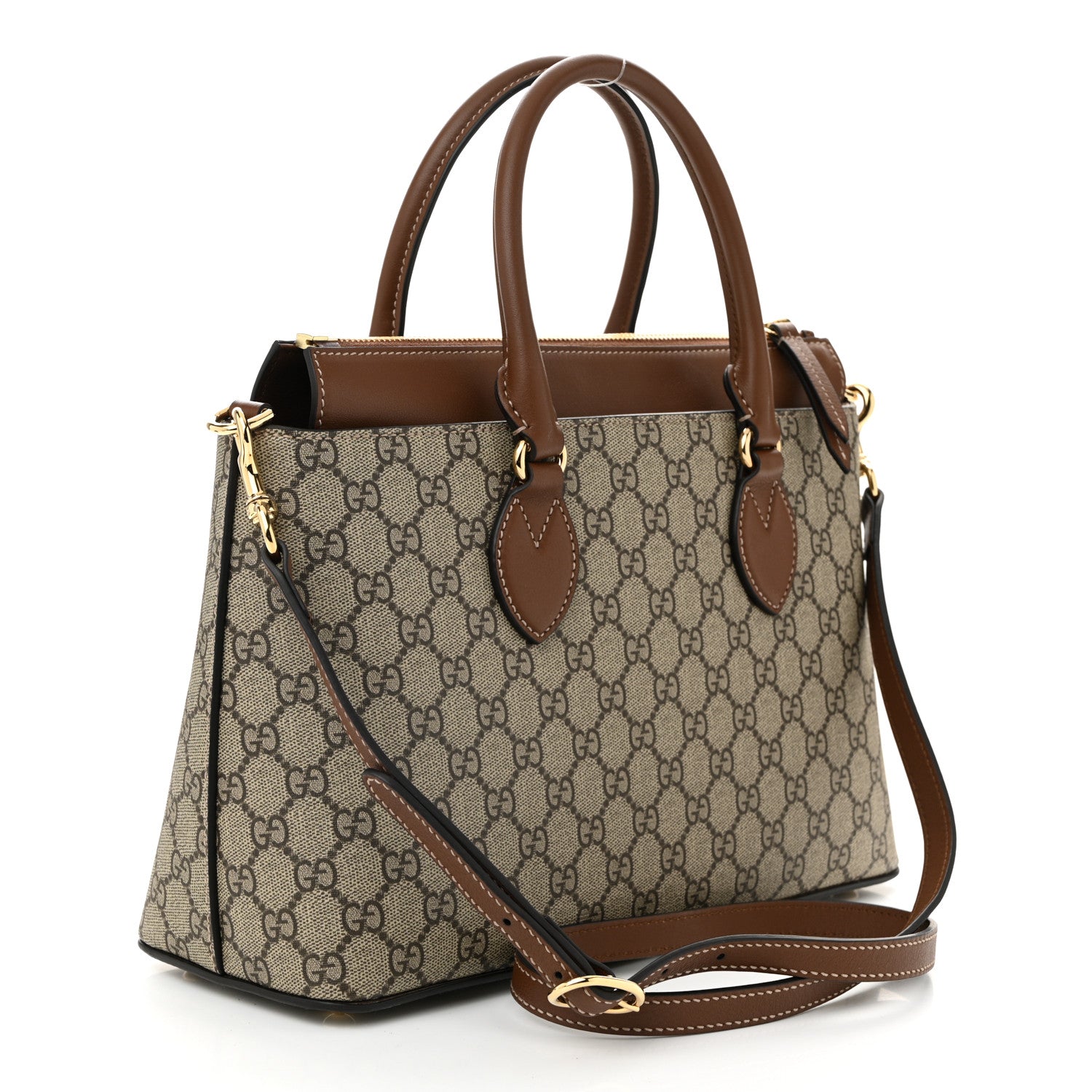 Gucci GG Supreme Monogram Small Zip Top Tote Beige Tuscany 3 of 10