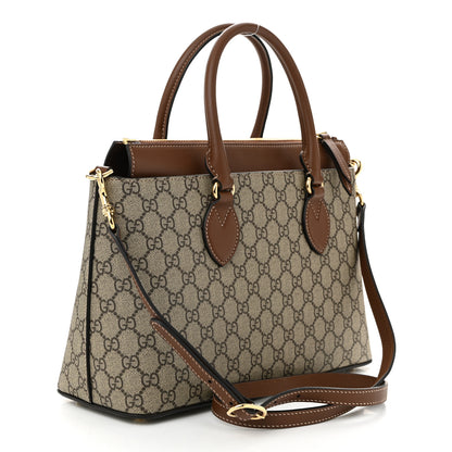 Gucci GG Supreme Monogram Small Zip Top Tote Beige Tuscany 3 of 10