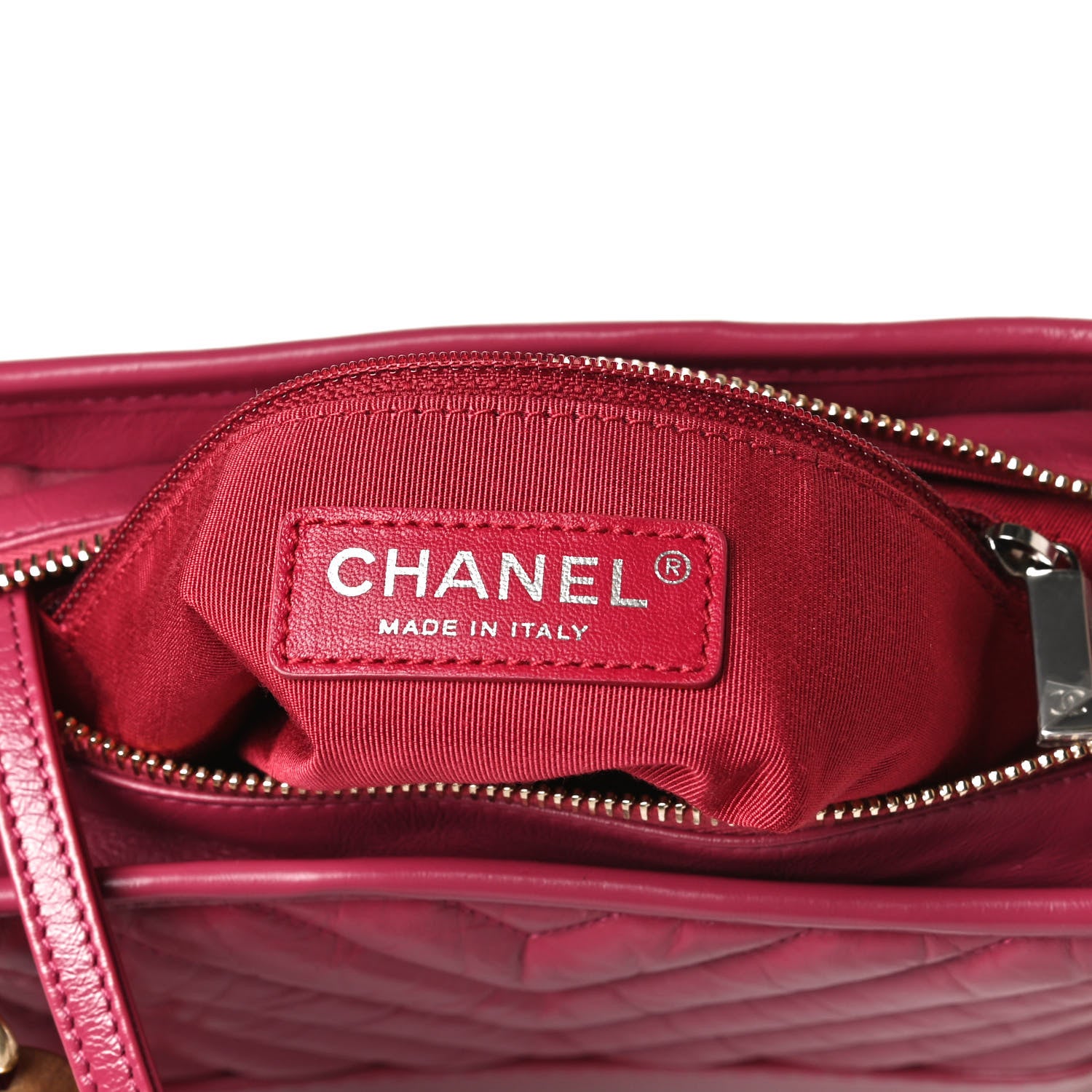 Chanel Aged Calfskin Chevron Quilted Small Gabrielle Hobo Dark Pink 5 of 13