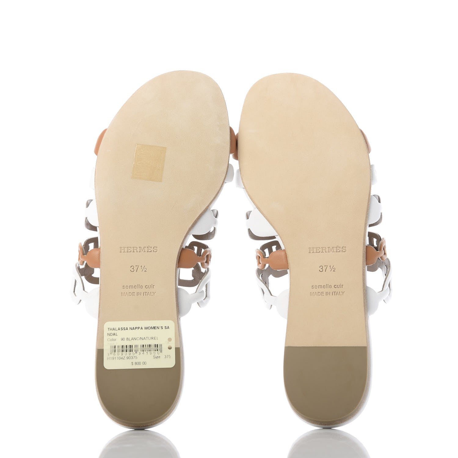 Hermes Nappa Thalassa 90 Sandals 37.5 White Naturel 5 of 10