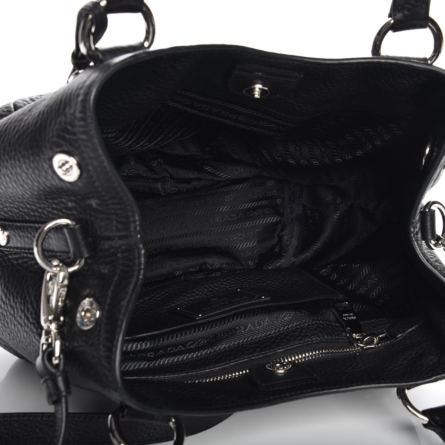 Prada Vitello Daino Tote Nero Black 6 of 9