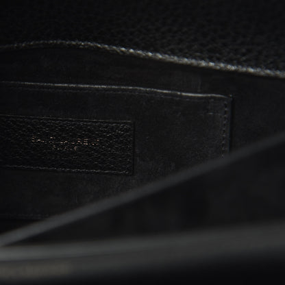 Saint Laurent Grained Calfskin Medium Monogram Sunset Black Ecru 6 of 10