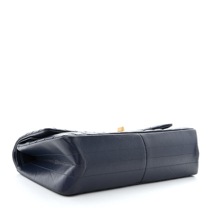 Chanel Aged Calfskin Chevron Quilted 2.55 Reissue 226 Flap Navy Blue 4 of 11