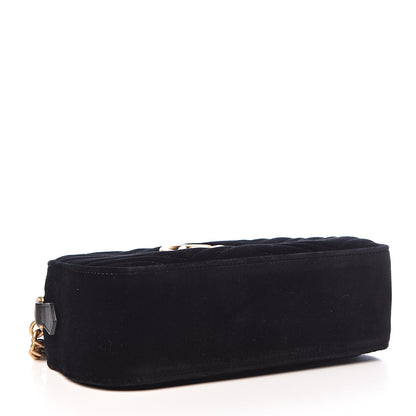 Gucci Velvet Matelasse Small GG Marmont Chain Shoulder Bag Black 4 of 10