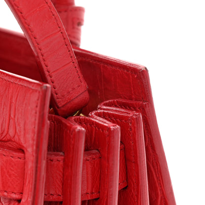 Saint Laurent Calfskin Crocodile Embossed Nano Sac De Jour Red 11 of 11