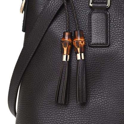 Gucci Calfskin Bamboo Tassel Top Handle Tote Dark Brown 8 of 13