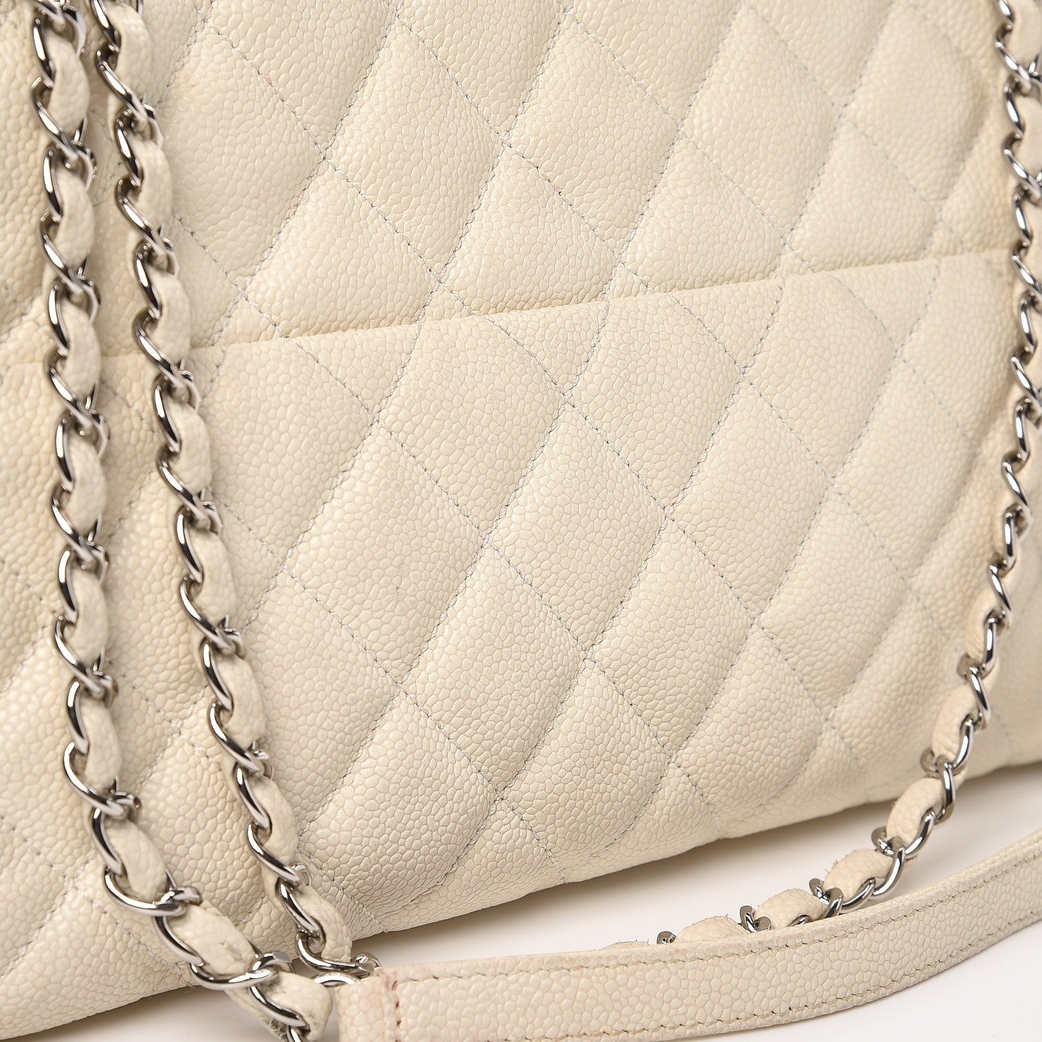 Chanel Caviar Quilted Jumbo Easy Flap Dark White 14 of 16