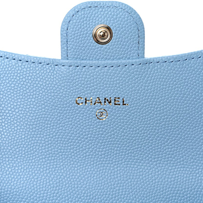 Chanel Caviar Quilted Flap Card Holder Wallet Light Blue 6 of 9
